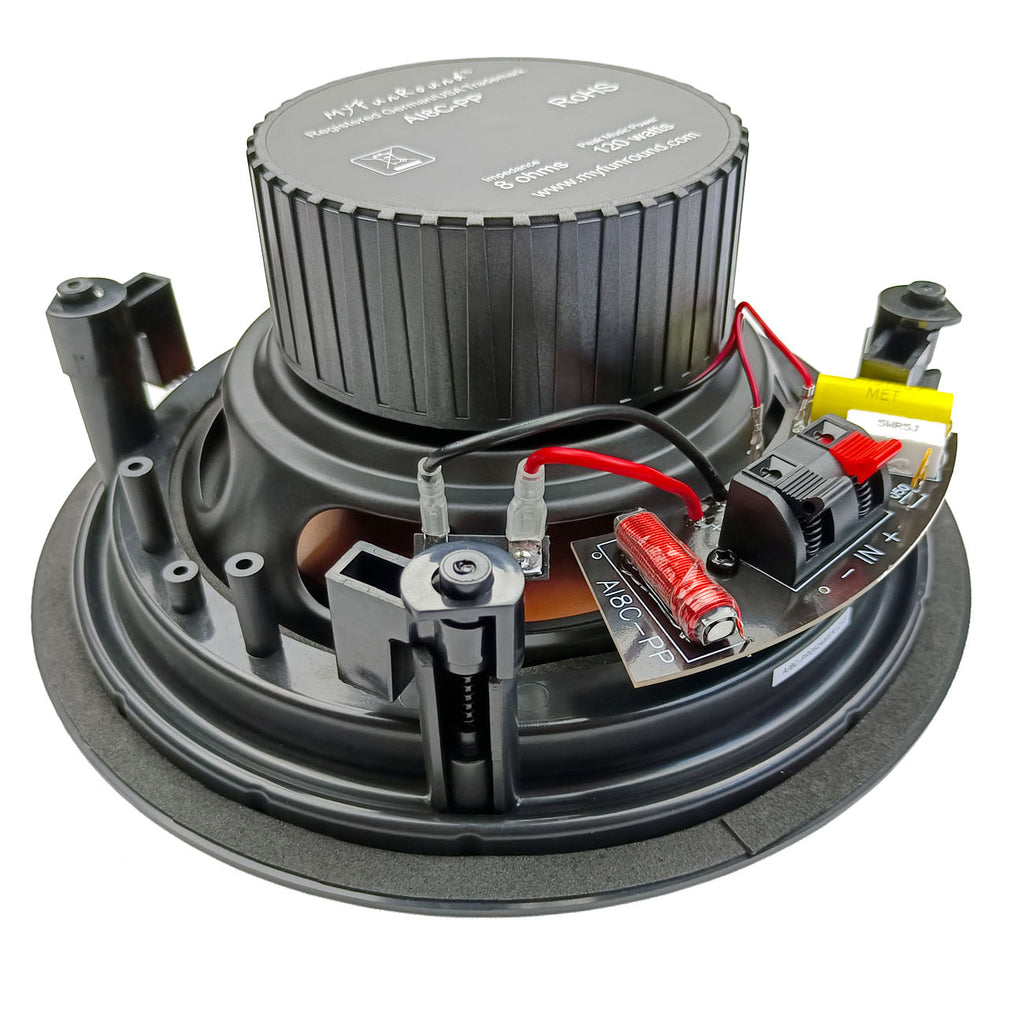 MFR 8" Ceiling Speakers, 120W 2-Way in-Ceiling/Wall Round Surround Sound for Whole House Audio, Home Theater, Indoor/Outdoor - Bath, Kitchen, Porches, 8 Ohms